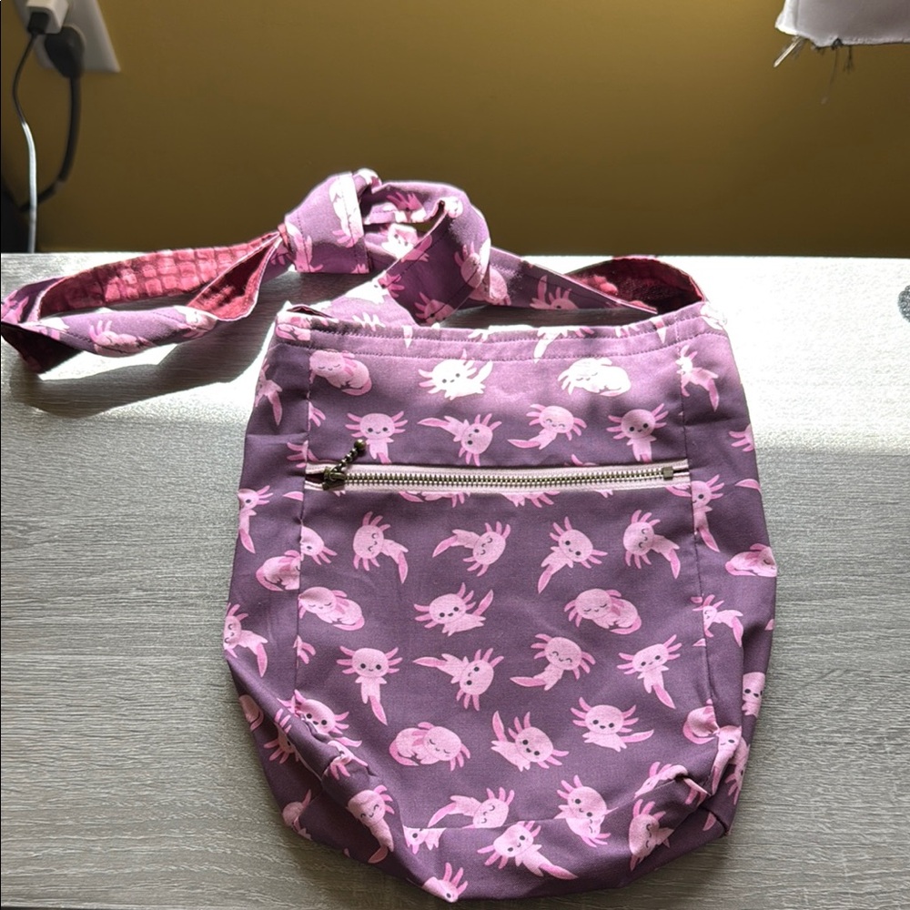 Purple and Pink Axolotl Print Bag